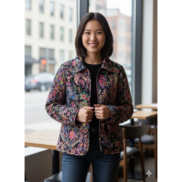Koret Multicolor Floral Paisley Button Up Jacket Colorful Casual Lightweight PM - Picture 1 of 5